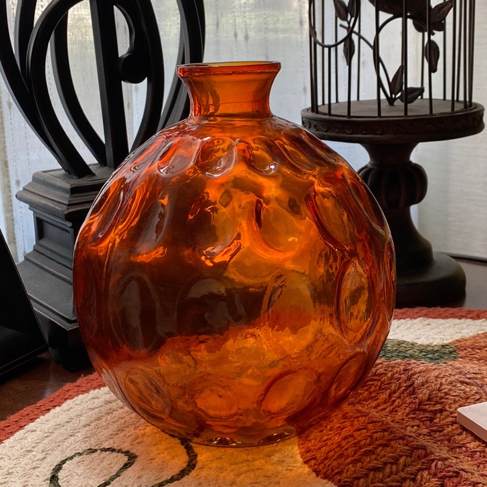 Mcm orange glass vase